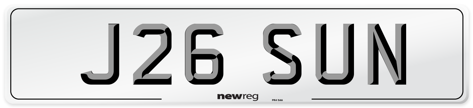 J26 SUN Number Plate from New Reg
